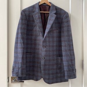 Johnston Murphy Sport Plaid Coat Blue Purple Maroon Size M